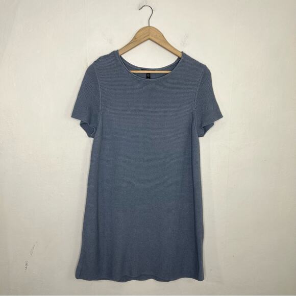 Eileen Fisher Organic Cotton Linen Round Neck Tunic Top Pale Blue Size Small - Picture 10 of 10